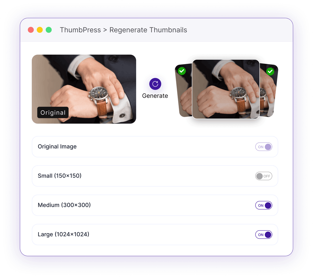 Regenerate Thumbnails, Correctly Sized