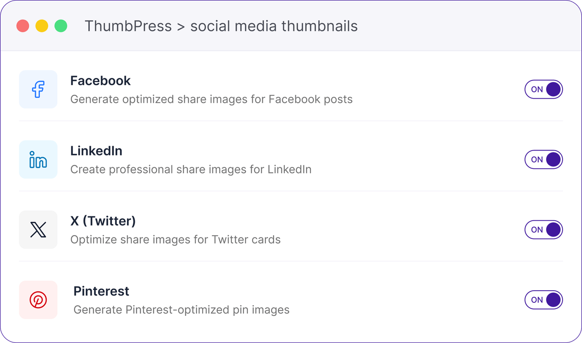 Set Social Media Thumbnails