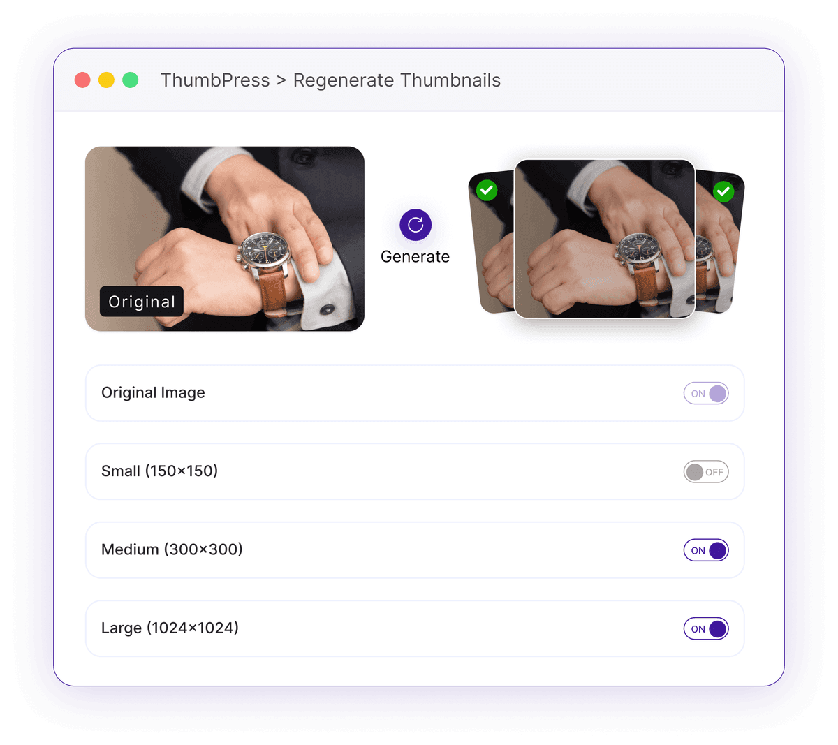 Regenerate Thumbnails, Correctly Sized