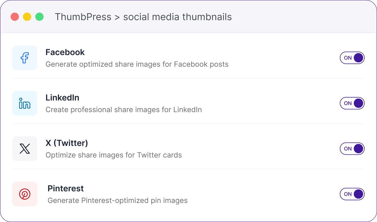 Set Social Media Thumbnails