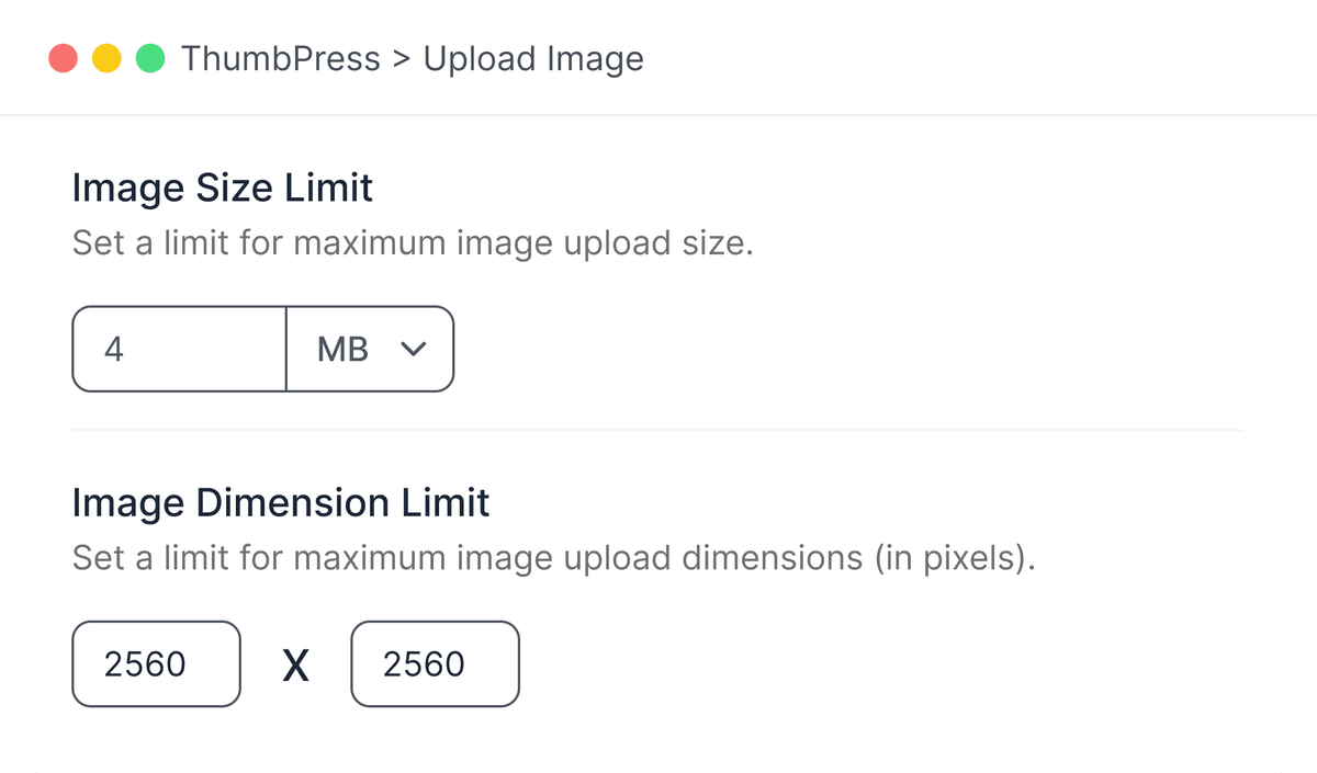 Set Image Upload Limits
