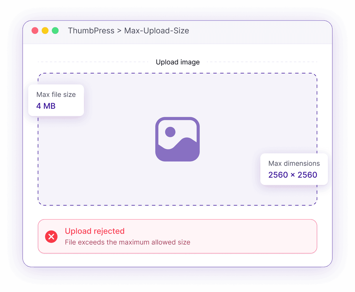 Limit Image Upload Size and Dimensions
