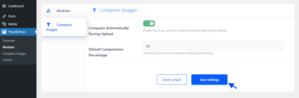 compress images settings