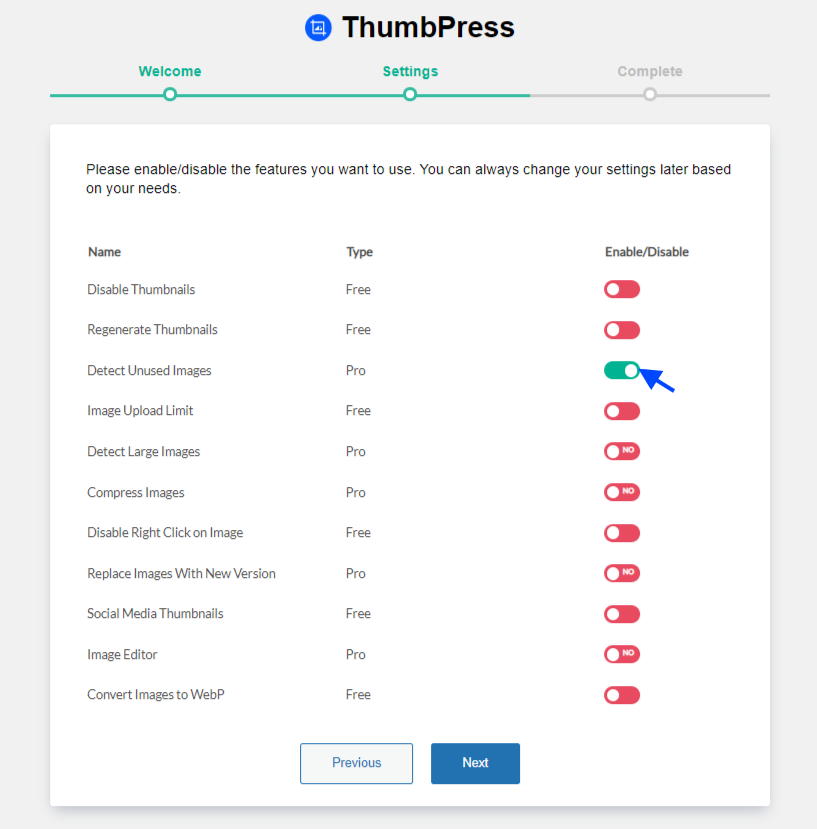 Setup ThumbPress settings page