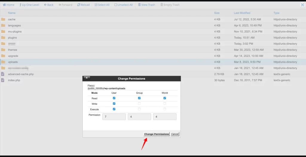 change-file-permision-wordpress