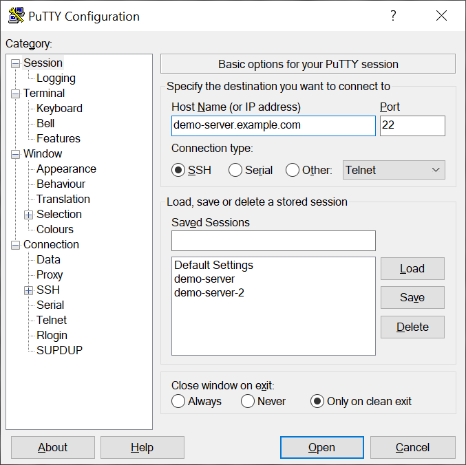 Putty-configuration