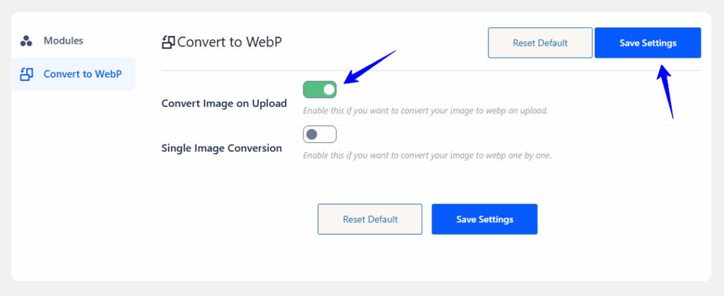 Configure automatic image conversion settings.