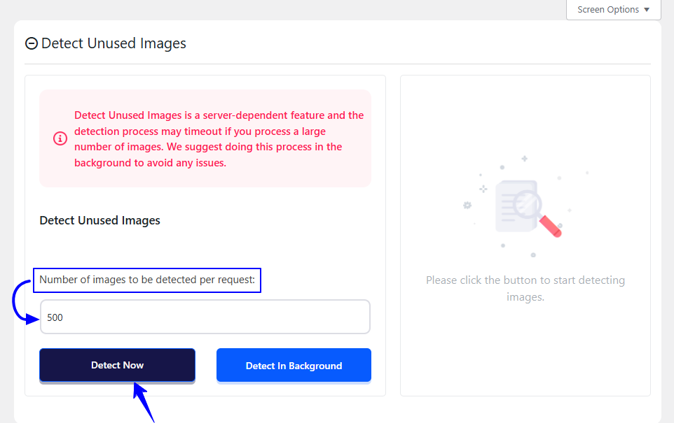 Configure detect unused images in WordPress