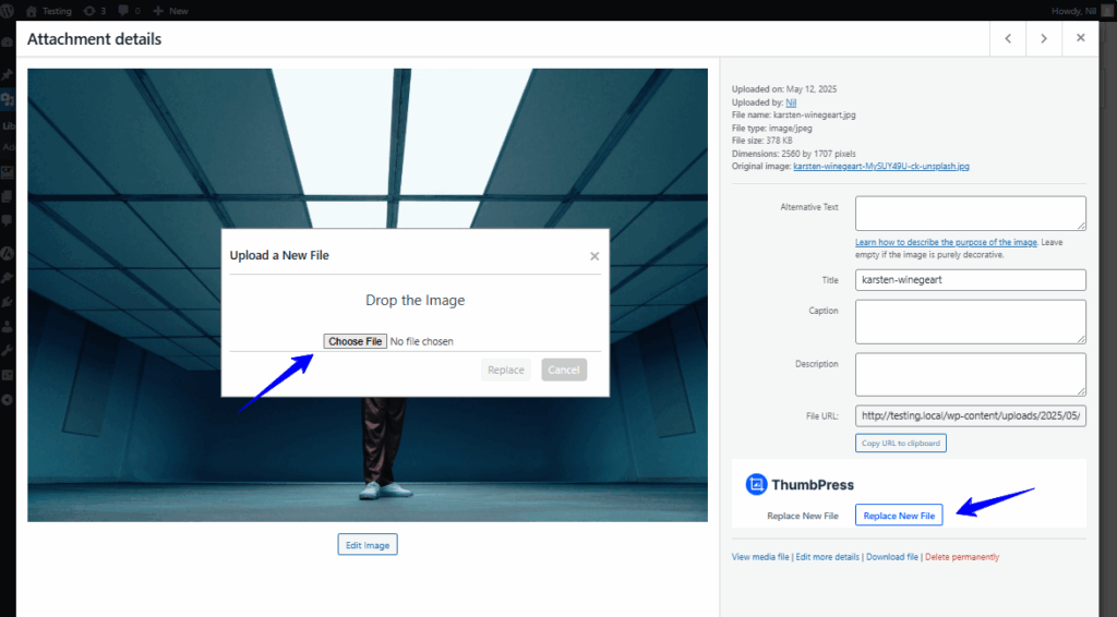 Replace WordPress images with older ones.